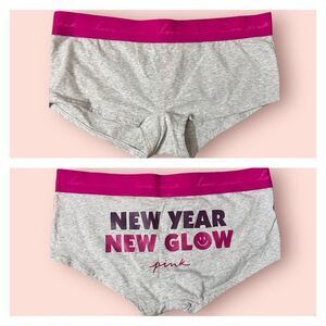 Pink by Victoria’s Secret New Year Pink Gray Panty Sz L